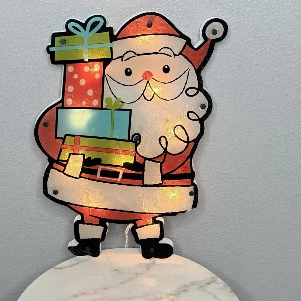 VTG Light Up Santa Hanging Window Wall Christmas Holiday Decor Plug In 16